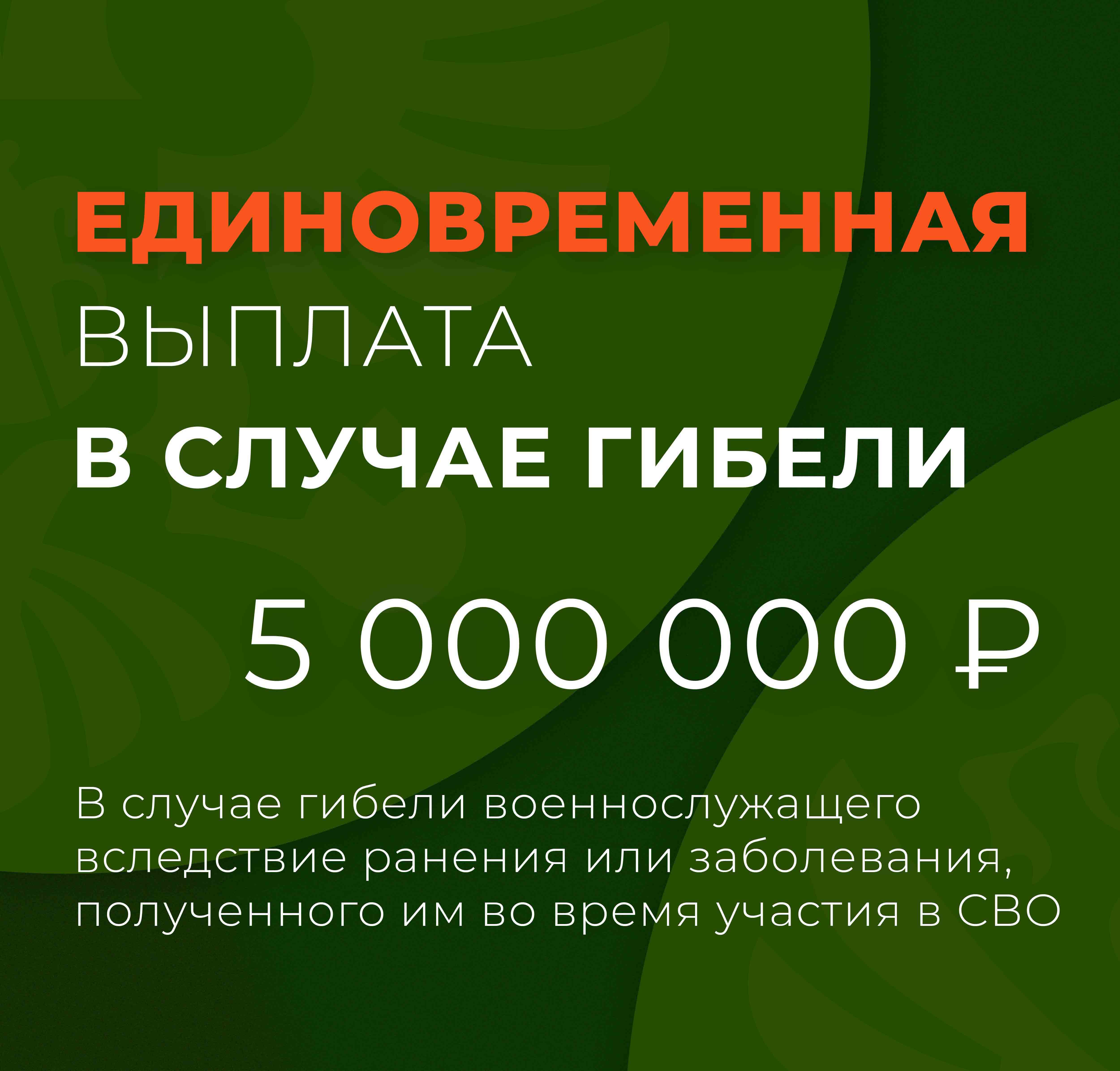 Единовременная выплата в размере 5 миллионов рублей положена семьям погибших участников СВО.