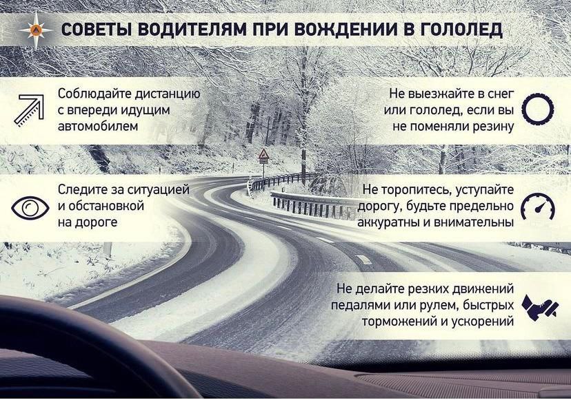 Советы водителям при движении в гололед.