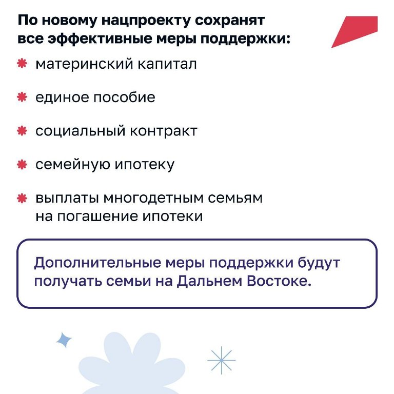 С 1 января 2025 года в России появится новый нацпроект «Семья».