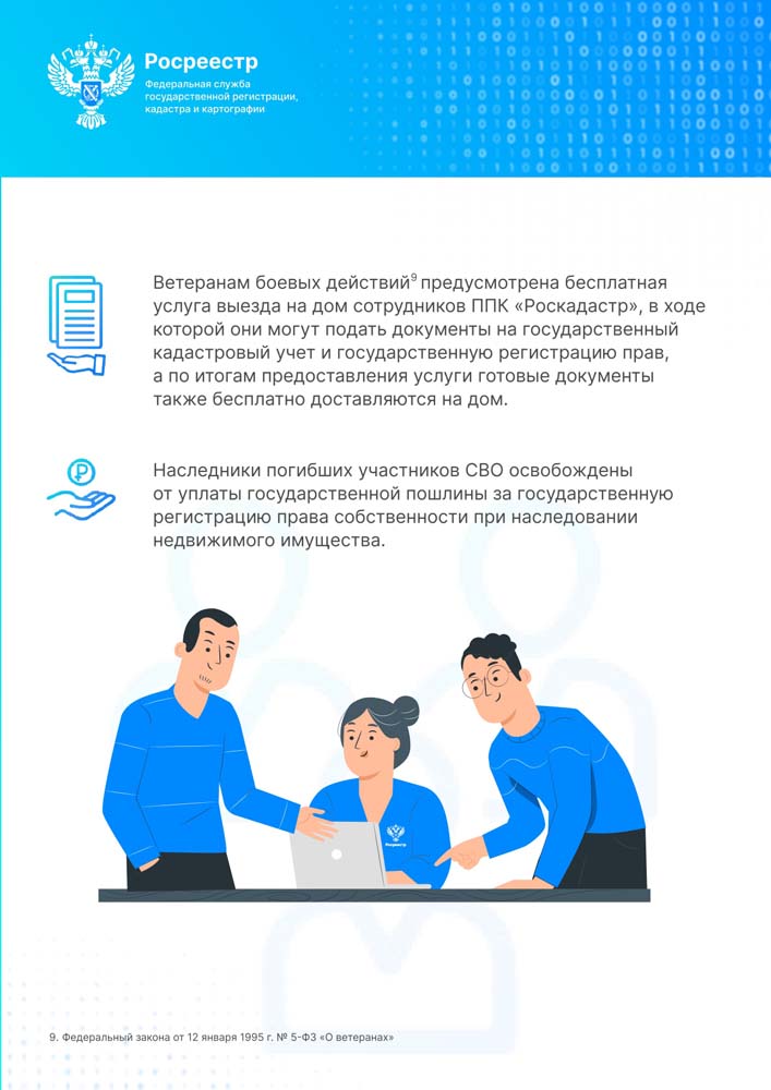 Росреестр поддерживает военнослужащих (ветеранов) – участников специальной военной операции и членами их семей в установленной сфере деятельности